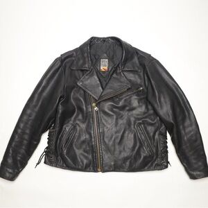 Vintage Leather Odyssey Biker Motorcycle Leather Jacket Size XL